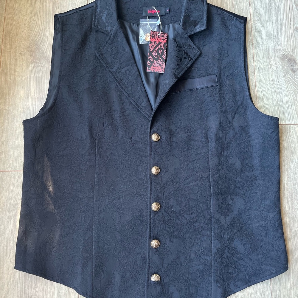 Black Victorian Sleeveless Vest size Large NWT Formal - Picture 3 of 6